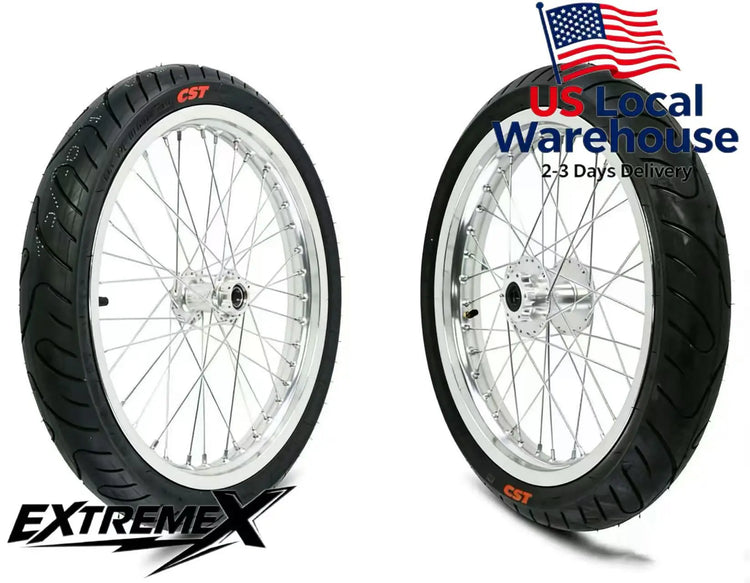Complete 17 Inch Silver Supermoto Wheel Kit for Sur-Ron Light Bee E-Bike