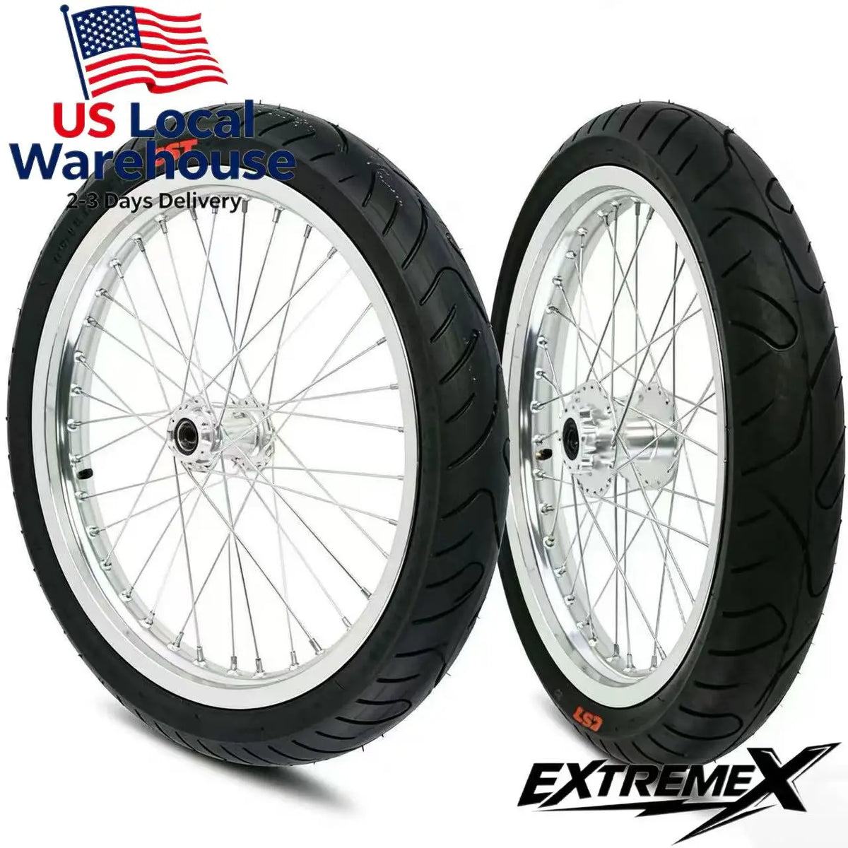 Complete 17 Inch Silver Supermoto Wheel Kit for Sur-Ron Light Bee E-Bike