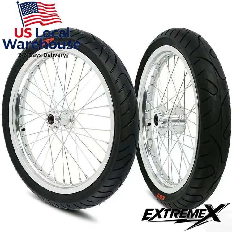 Complete 17 Inch Silver Supermoto Wheel Kit for Sur-Ron Light Bee E-Bike