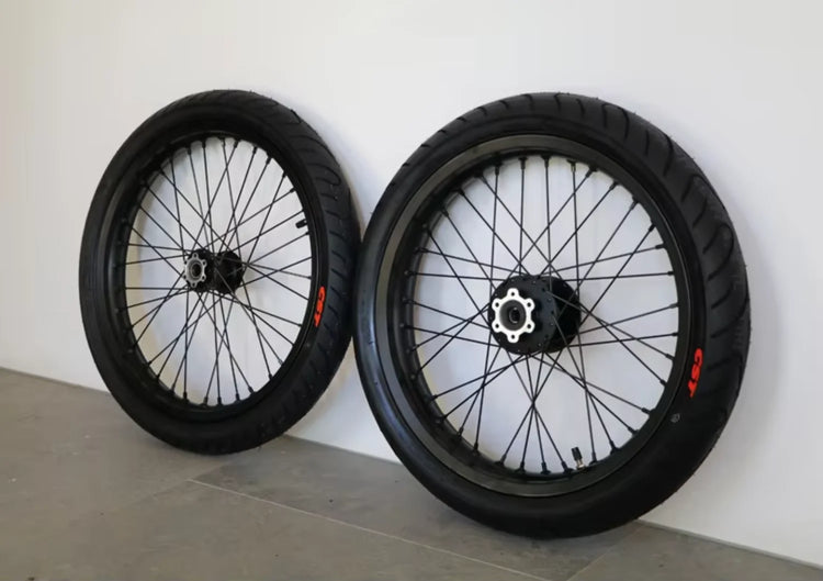 17” Supermoto Wheel Set with CST Tires for Talaria MX3 & Surron LBX | Multiple Colors