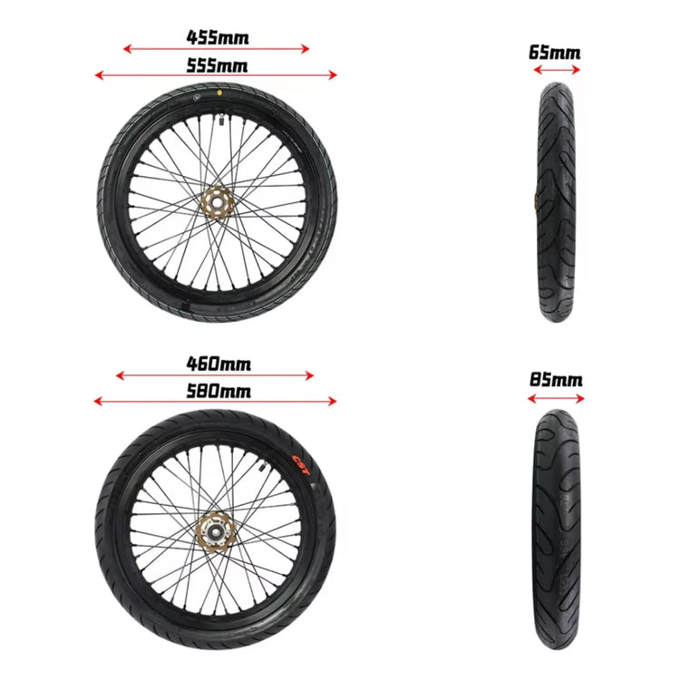 17” Supermoto Wheel Set with CST Tires for Talaria MX3 & Surron LBX | Multiple Colors