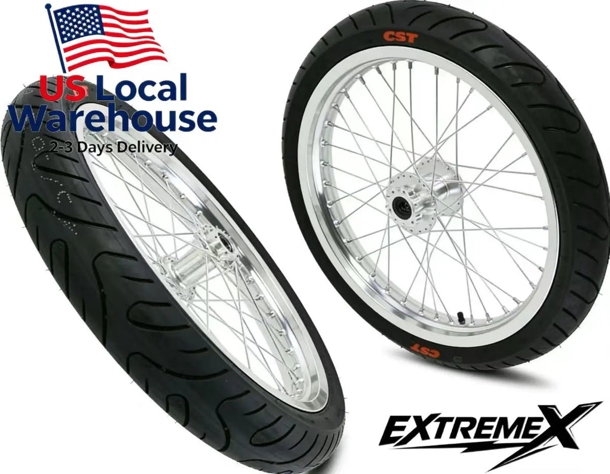 Complete 17 Inch Silver Supermoto Wheel Kit for Sur-Ron Light Bee E-Bike