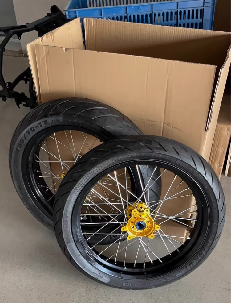 17” Supermoto Wheel Set with CST Tires for Talaria MX3 & Surron LBX | Multiple Colors